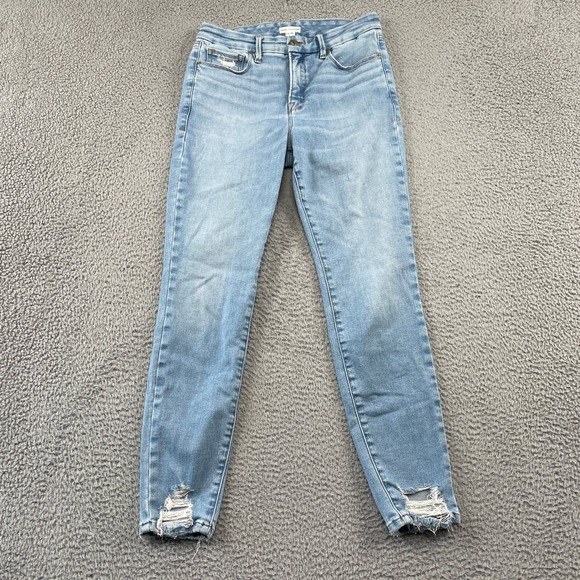 Good American Denim - Good American Jeans Womens 8/29 Blue Good Legs Clean Hem Distressed Skinny Denim